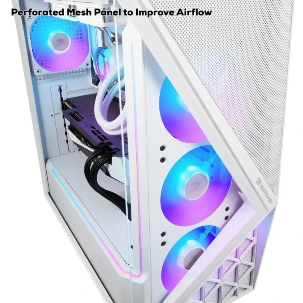 iBUYPOWER SWA7R6601 Slate 9 Mesh Gaming Case - White - MSRP $1,749.99‎